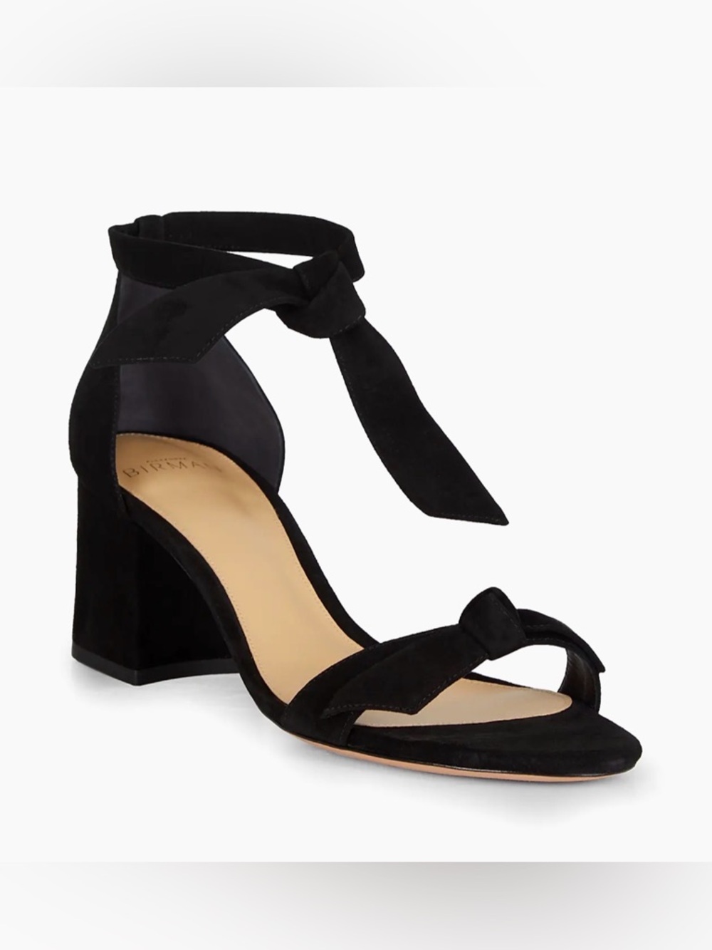 Alexandre Birman Clarita Black Suede Bow Block Heel Sandals EU 39 US 9